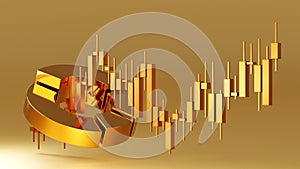 Bar chart, pie chart, stock business candle stick for financial analysis content, 3D rendering