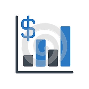 Bar chart vector glyph colour icon