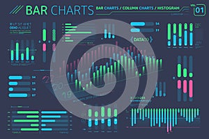 Bar Charts, Column Charts And Histograms Infographic Elements