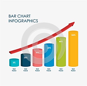 Bar, Circle Chart Infographics Elements 3D Vector Flat Design, Full Color