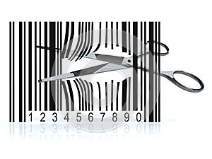 Bar code with 3d scissors that cut