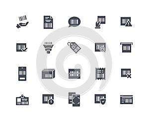 Bar code black icons set