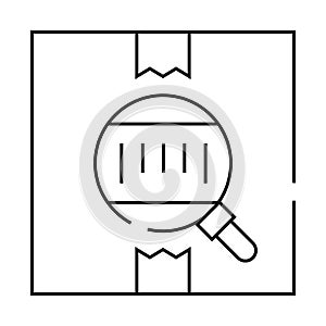 bar code on box line icon vector illustration