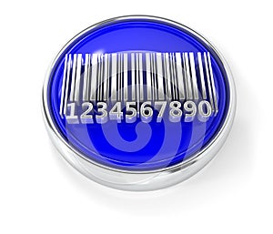 Bar code icon on glossy blue round button