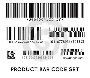 Bar code icon. Set of Modern Flat Barcode. Can be use as a template for Products. Mockup. Vector.