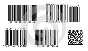 Bar code icon. Set of Modern Flat Barcode. Can be use as a template for Products. Mockup. Vector.