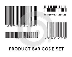 Bar code icon. Set of Modern Flat Barcode. Can be use as a template for Products. Mockup. Vector.