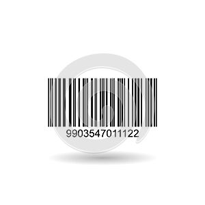 Bar code icon vector with numbers and pattern of parallel lines.