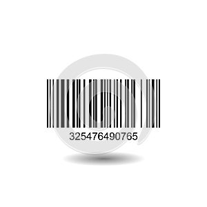 Bar code icon vector with numbers and pattern of parallel lines.