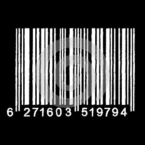 Bar Code isolated on black background. Universal Product Scan Code in doodle style