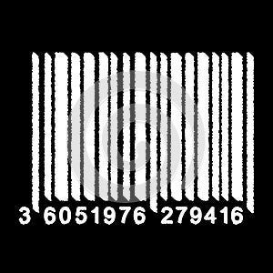 Bar Code isolated on black background. Universal Product Scan Code in doodle style