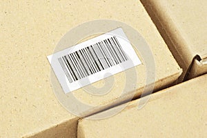 Bar code label on carton box