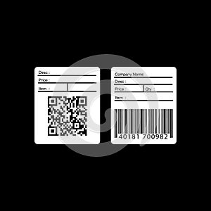 Bar code label set vector. scan code bars and qr bars, industrial barcode price, sticker barcode