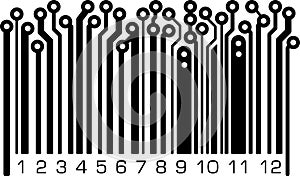 Bar code in PCB-layout style.