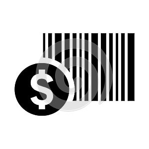 Bar code, price code icon. Black vector graphics