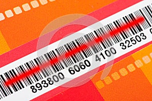 Bar code with red scanner laser