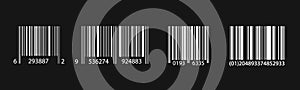 Bar Code Set. Universal Product Scan Code. Isolated on black