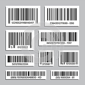 Bar Code Set Vector. Abstract Product Bar Codes Icons For Scanning. UPC Label. Isolated Illustration