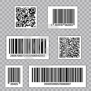 Bar Code Set Vector. Qr cide. Universal Product Scan Code.