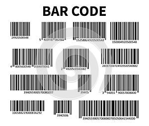 Bar Code Set Vector. Universal Product Scan Code.