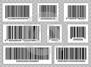 Bar Code Set Vector. Universal Product Scan Code.