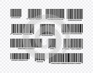 Bar Code Set Vector. Universal Product Scan Code.