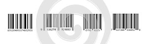 Bar Code Set Vector. Universal Product Scan Code. Isolated