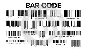 Bar Code Set Vector. Universal Product Scan Code. Isolated Illustration