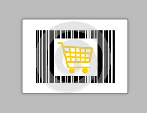 Bar code with shopping cart