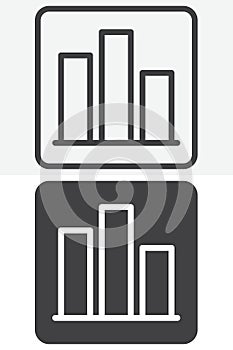 Bar columns line and solid icon set pack, different style