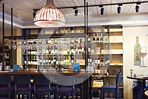 Bar and counter at restaurant. Interior.