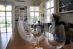 The bar counter in the tasting room