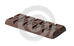 Bar of dark chocolate isolated on white background