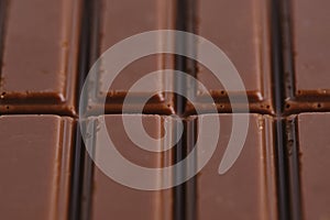 Bar of delicious milk chocolate closeup.