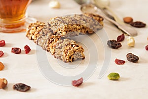 bar of delicious muesli with honey and nuts