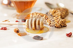 bar of delicious muesli with honey and nuts