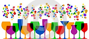 Bar glasses icons set. Wine glass, cups, mugs â€“ vector