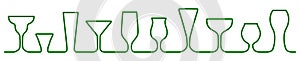 Bar glasses one line icons set. Wine glass, cups, mugs