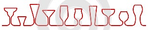 Bar glasses one line icons set. Wine glass, cups, mugs  for stock