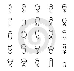 Bar Glasses Icons in Thin Line Style