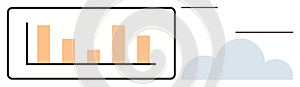 Bar Graph Display with Cloud Icon Representing Data Storage and Analytics