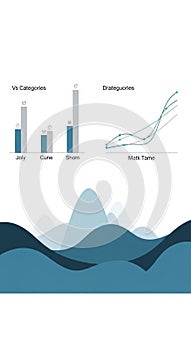 Bar graph and line graph elements are displayed. The bar graph titled 