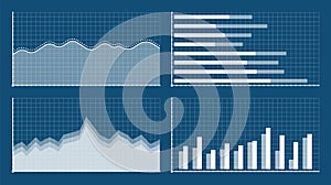 Bar graph and line graph templates, business infographics, vector illustration. Graphs and charts set. Statistic and