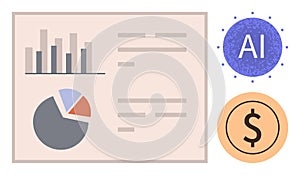 Data Visualization with Bar Graph, Pie Chart, AI, and Financial Symbols