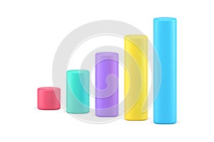 Bar graphs chart 3d icon. Multicolored vertical bars representating data