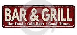 Bar & Grill vintage rusty metal sign