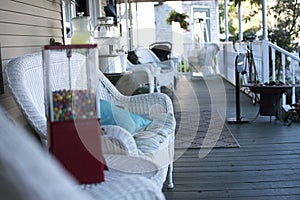 The comfortableness of a white balcony