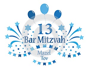 Bar Mitzvah invitation or congratulation card. Vector illustration photo