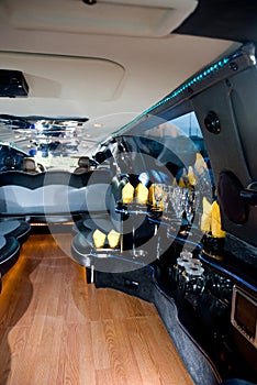 Bar in a modern limo