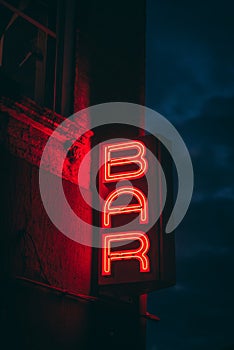 Bar neon sign in Williamsburg, Brooklyn photo